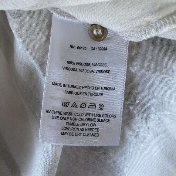 Maeve Sandbridge Anthropologie Button Down Blouse Tie Front White Tan XS - Picture 8 of 11